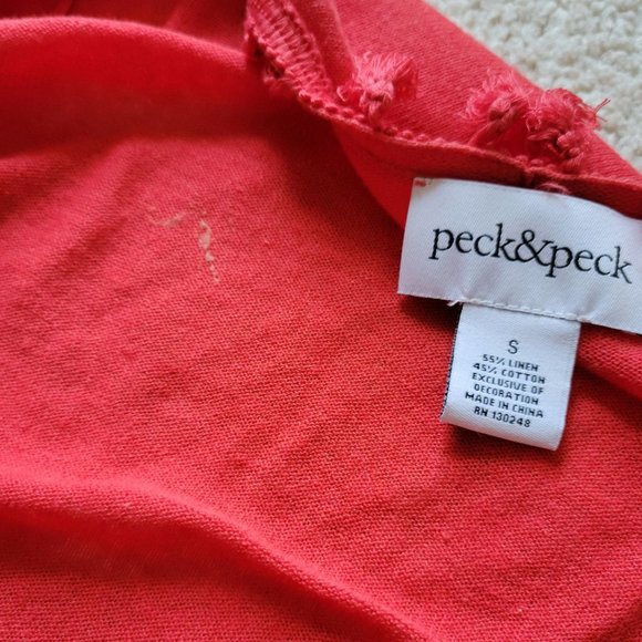 Peck & Peck Red Long Sleeve Pom Pom Open Front Cardigan Size Small 991 - Picture 5 of 6
